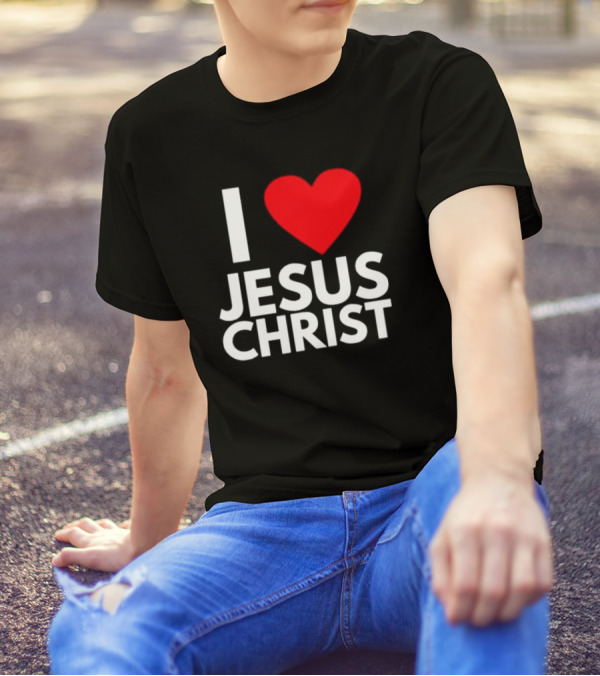 I Love Jesus Christ Christian Red Heart T-Shirt