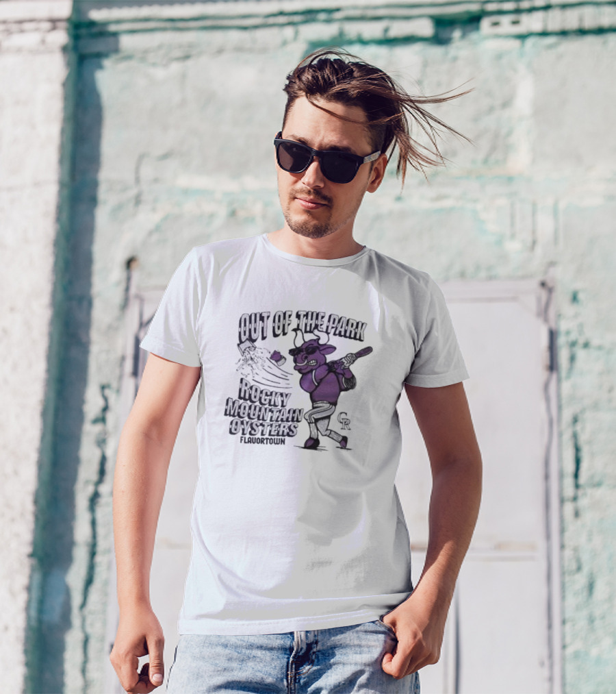 Mlb X Flavortown Colorado Rockies Cow Swinging Bat T-Shirt