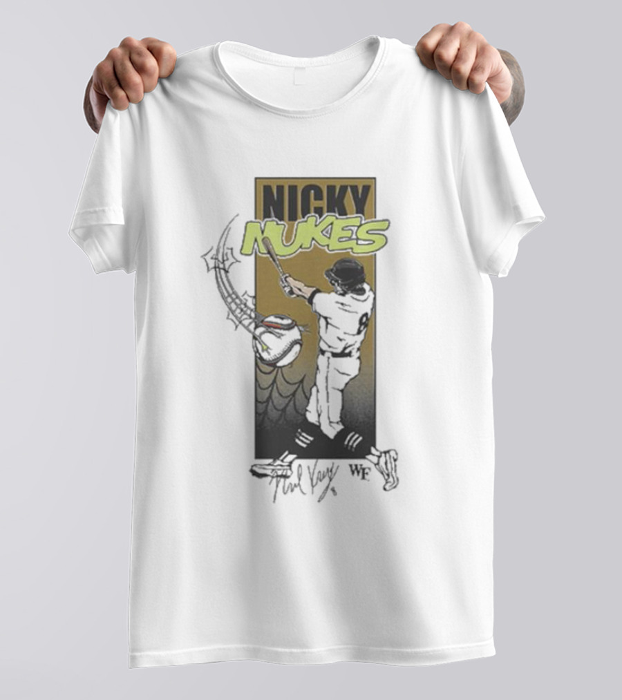 Nicky Nukes Baseball Player Batting With Spider T-Shirt
