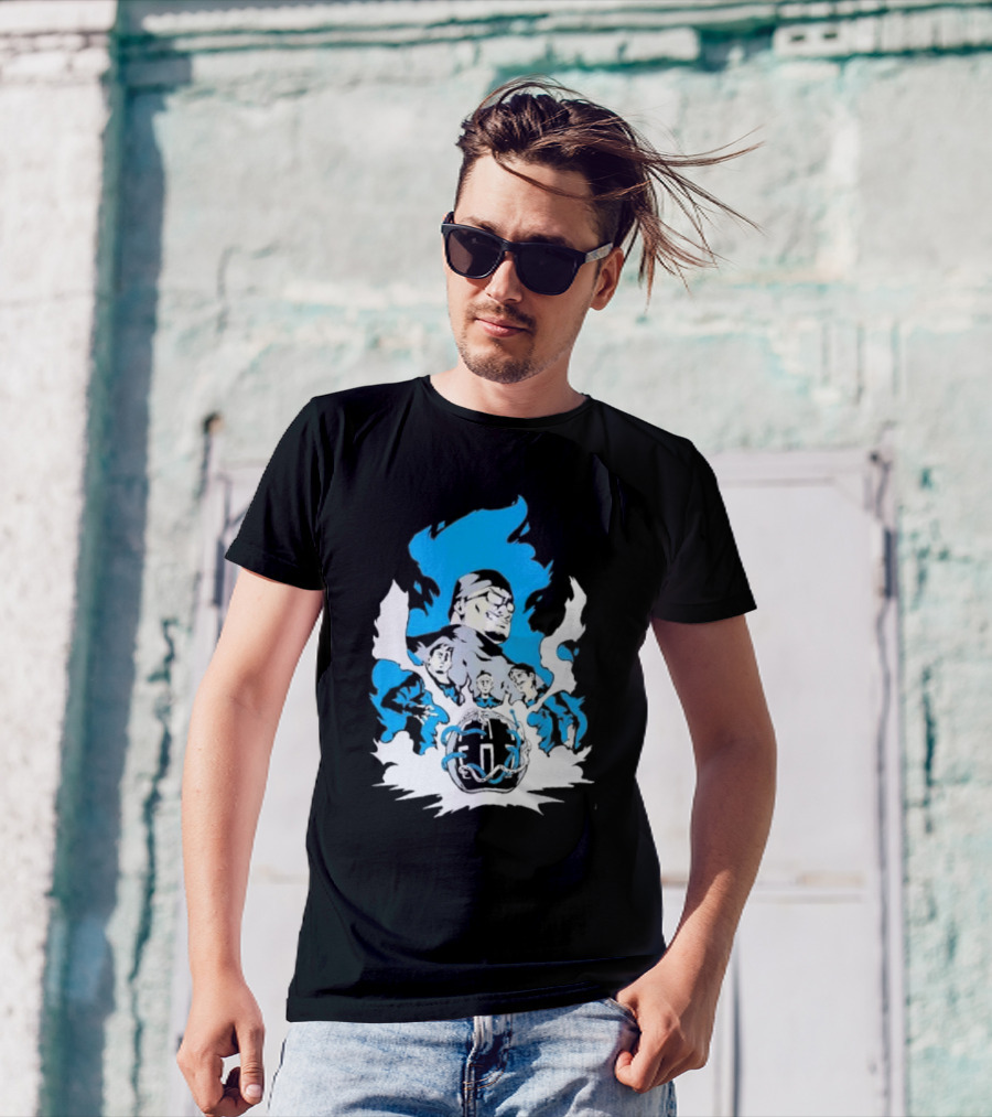 Mega64 Master Collection Featuring Iconic Characters And Explosive Blue T-Shirt