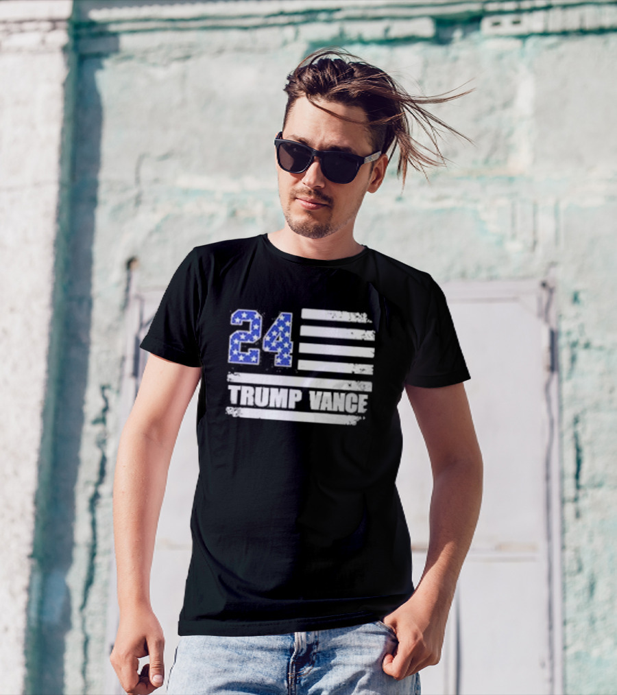 Trump Vance 24 American Flag Stars And Stripes Theme JD Premium T-Shirt