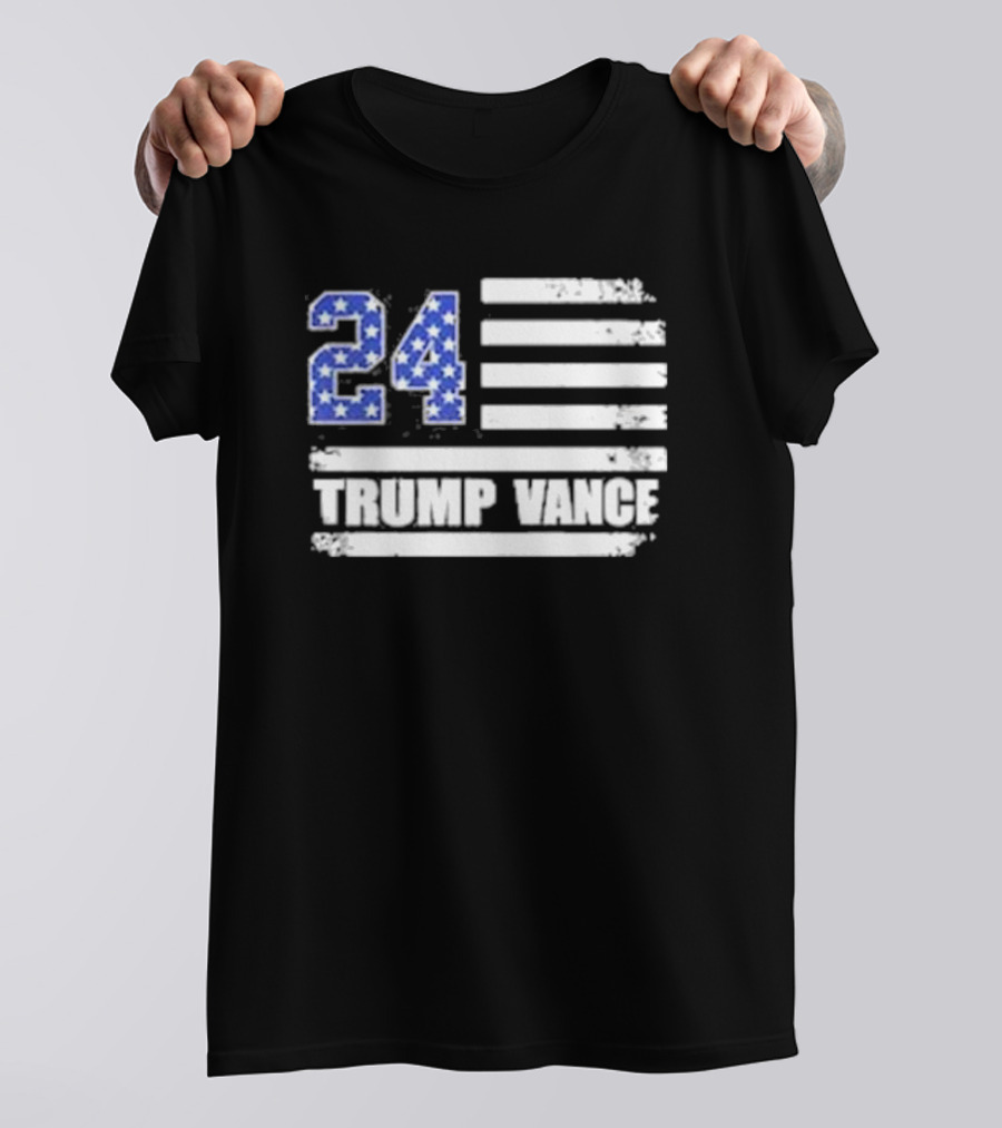 Trump Vance 24 American Flag Stars And Stripes Theme JD Premium T-Shirt