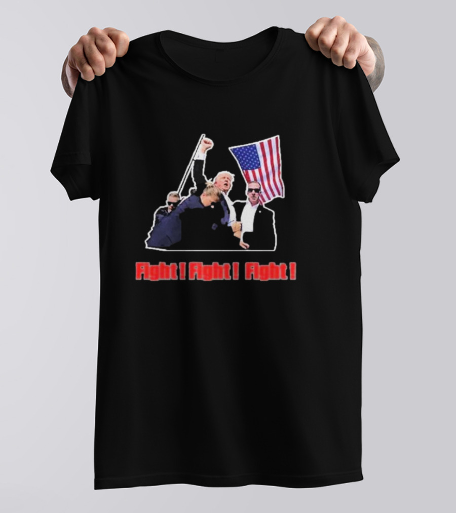 Donald Trump Shooter Black Fight Fight Fight Flag Scene T-Shirt
