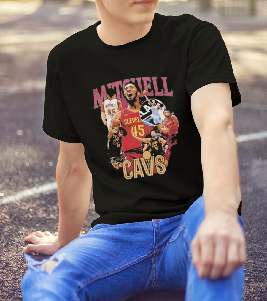Mitchell Cleveland Cavs 45 Basketball Hype Signature T-Shirt