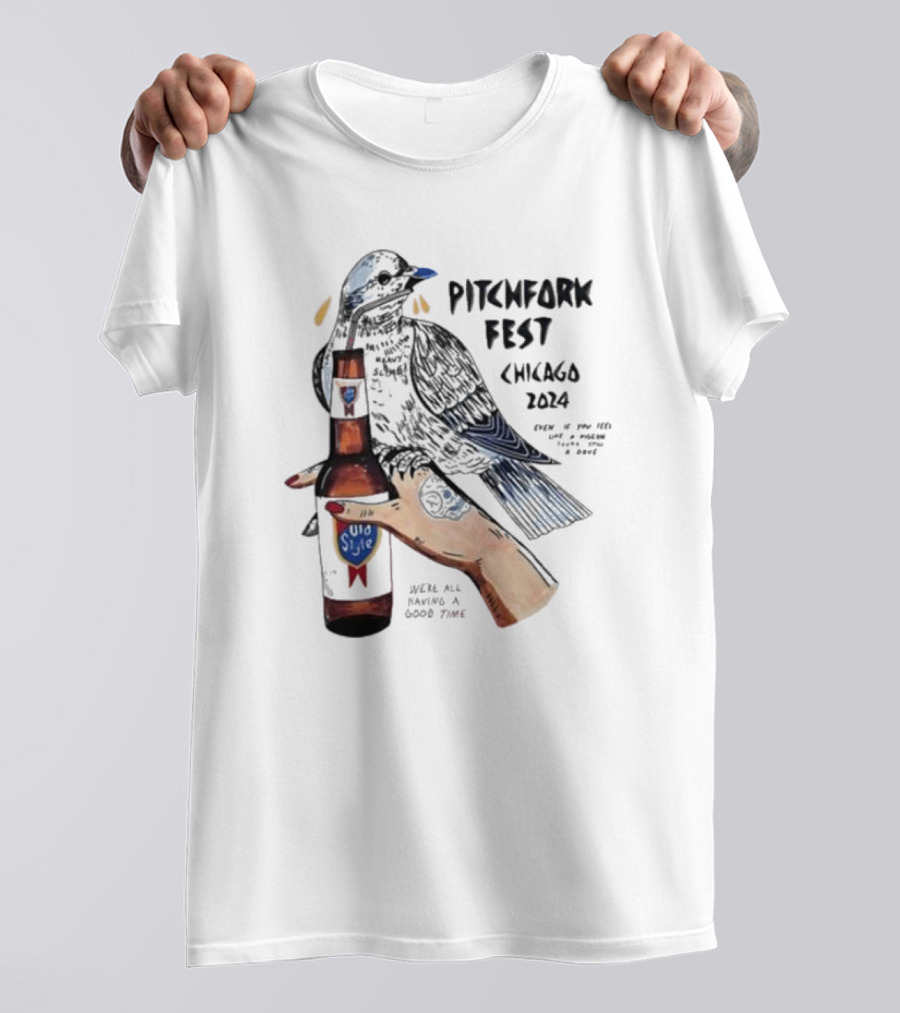 Heavyslime Pitchfork Fest Chicago 2024 Bird And Beer T-Shirt