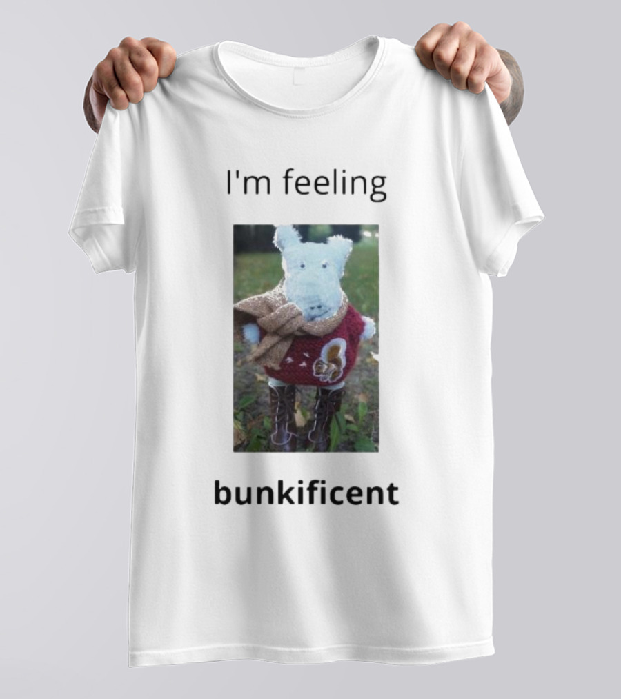 I'm Feeling Bunkificent Stuffed Animal In Scarf T-Shirt
