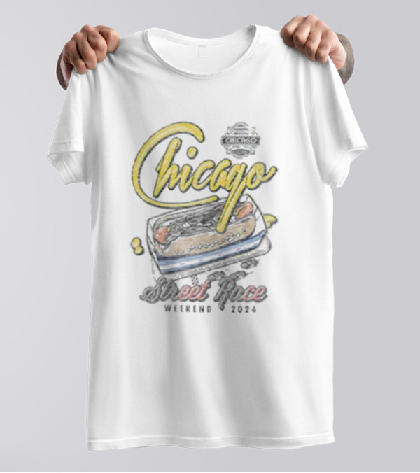 Chicago Street Race Weekend 2024 Retro Racing Car T-Shirt