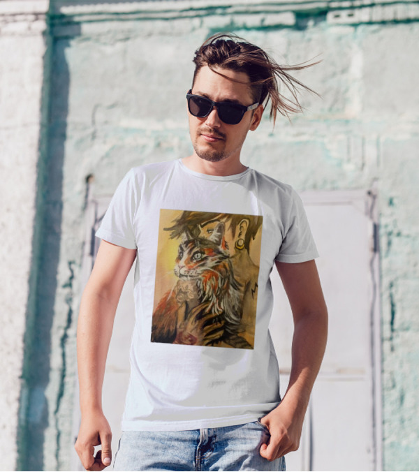 Companionship Megan Watkins Cat And Person With Tattoo And Ear Gauge T-Shirt