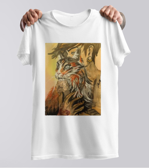 Companionship Megan Watkins Cat And Person With Tattoo And Ear Gauge T-Shirt