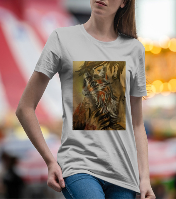 Companionship Megan Watkins Cat And Person With Tattoo And Ear Gauge T-Shirt