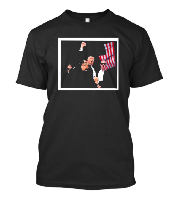 Donald Trump Fight Fight Fight American Flag Fist Raised T-Shirt