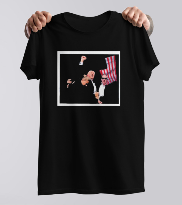 Donald Trump Fight Fight Fight American Flag Fist Raised T-Shirt