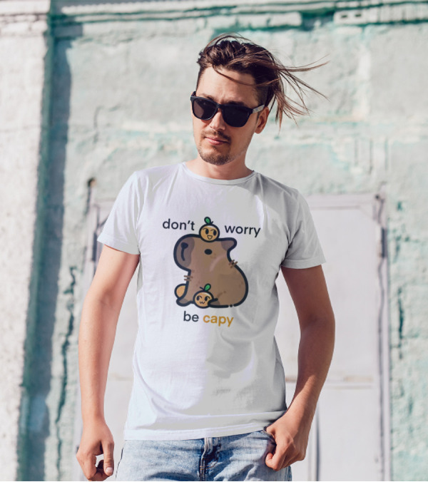 Don't Worry Be Capy With Capybara And Orange T-Shirt