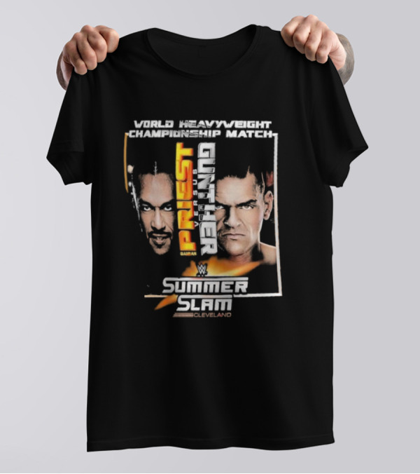WWE World Heavyweight Championship Match Summerslam 2024 Damian Priest Vs Gunther Cleveland T-Shirt