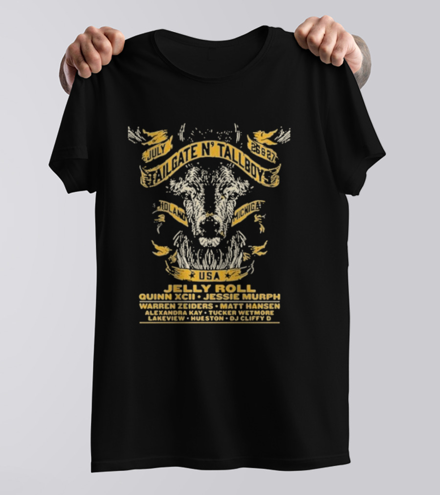 Tailgate N’ Tallboys USA July 26-27 2024 Holland Michigan Jelly Roll Quinn XCII Jessie Murph Warren Zeiders Matt Hansen Alexandra Kay Tucker Wetmore Lakeview Hueston DJ Cliffy D T-Shirt