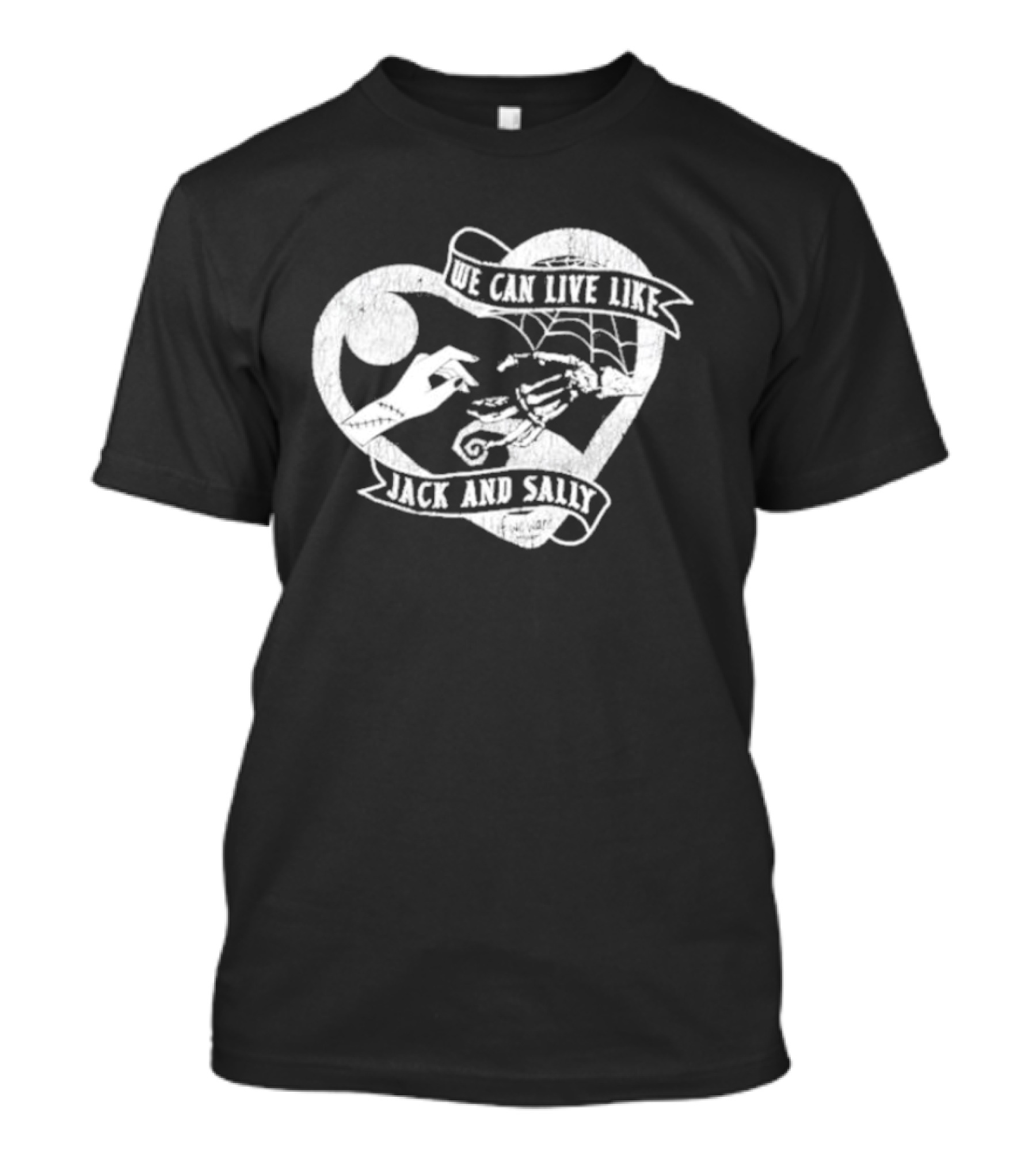 The Lost Bros We Can Live Like Jack And Sally Moonlit Skeleton Heart T-Shirt