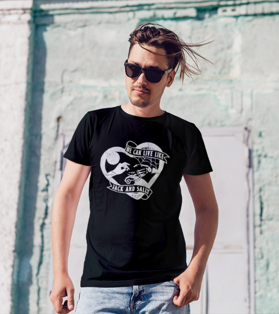 The Lost Bros We Can Live Like Jack And Sally Moonlit Skeleton Heart T-Shirt