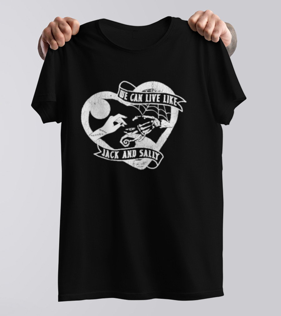 The Lost Bros We Can Live Like Jack And Sally Moonlit Skeleton Heart T-Shirt
