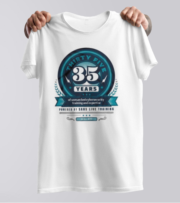 THIRTY FIVE 35 Years Of Unmatched Cybersecurity Training And Expertise Powered By SANS Live Training 100% OPC T-Shirt