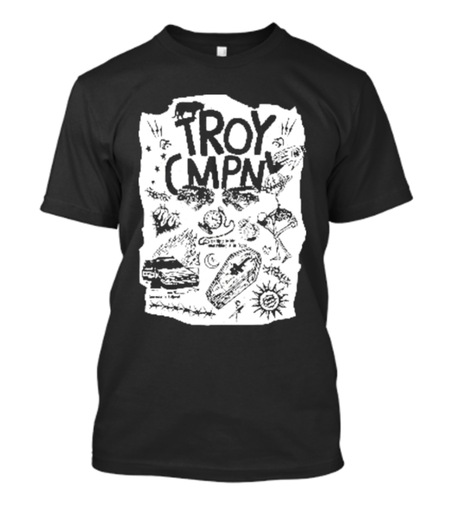 Troy CMPN Mineral Blue Death Can Come Anytime Ds 2447 Coffin Sun Stars Moon T-Shirt