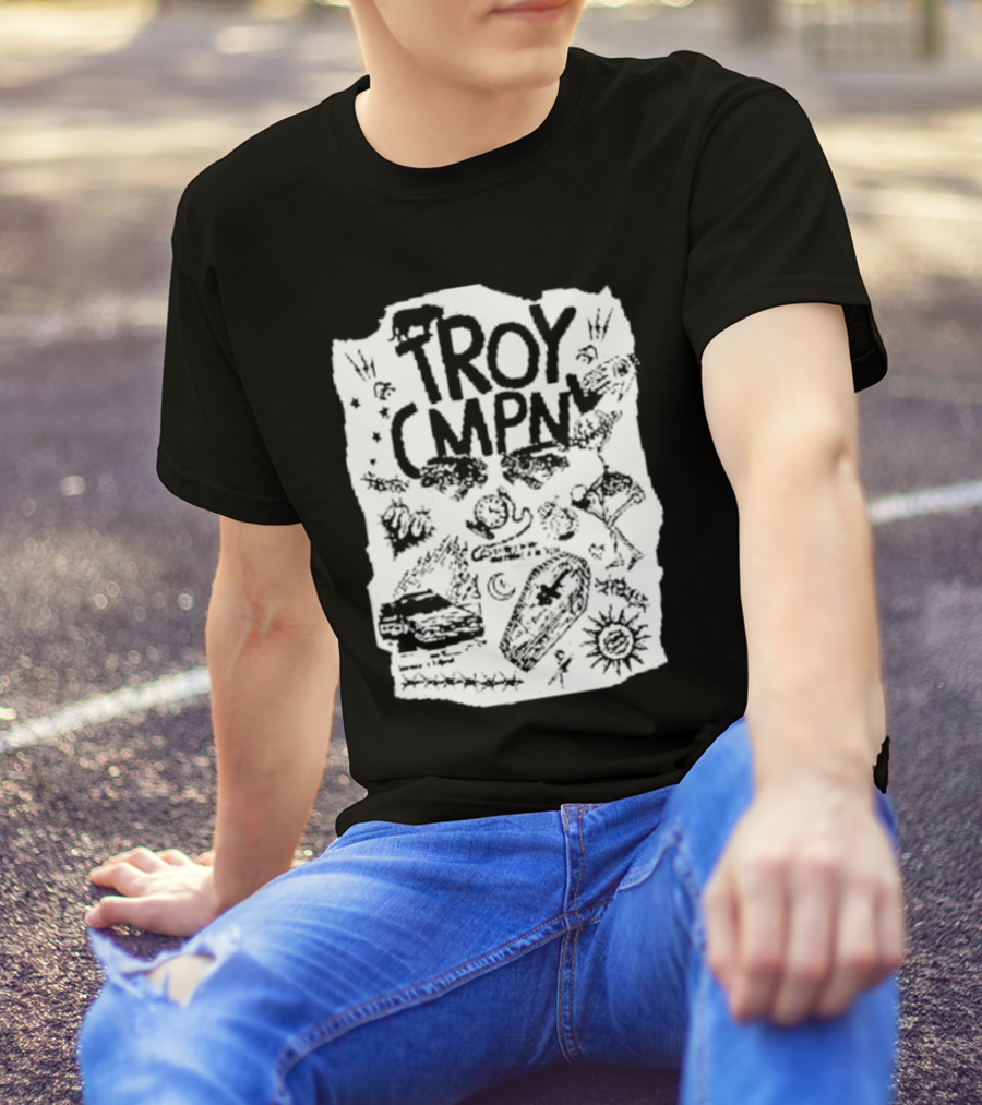 Troy CMPN Mineral Blue Death Can Come Anytime Ds 2447 Coffin Sun Stars Moon T-Shirt