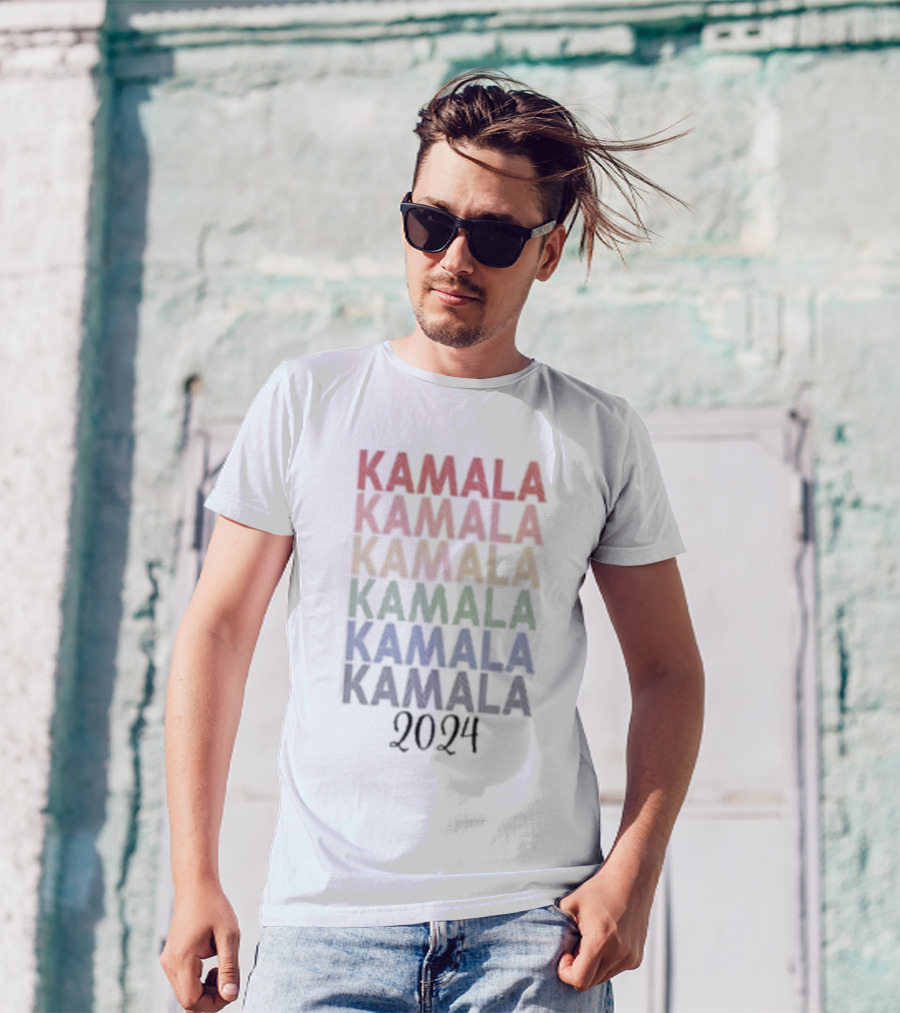 Kamala Kamala Kamala Kamala Kamala Kamala 2024 Multicolor Lettering T-Shirt