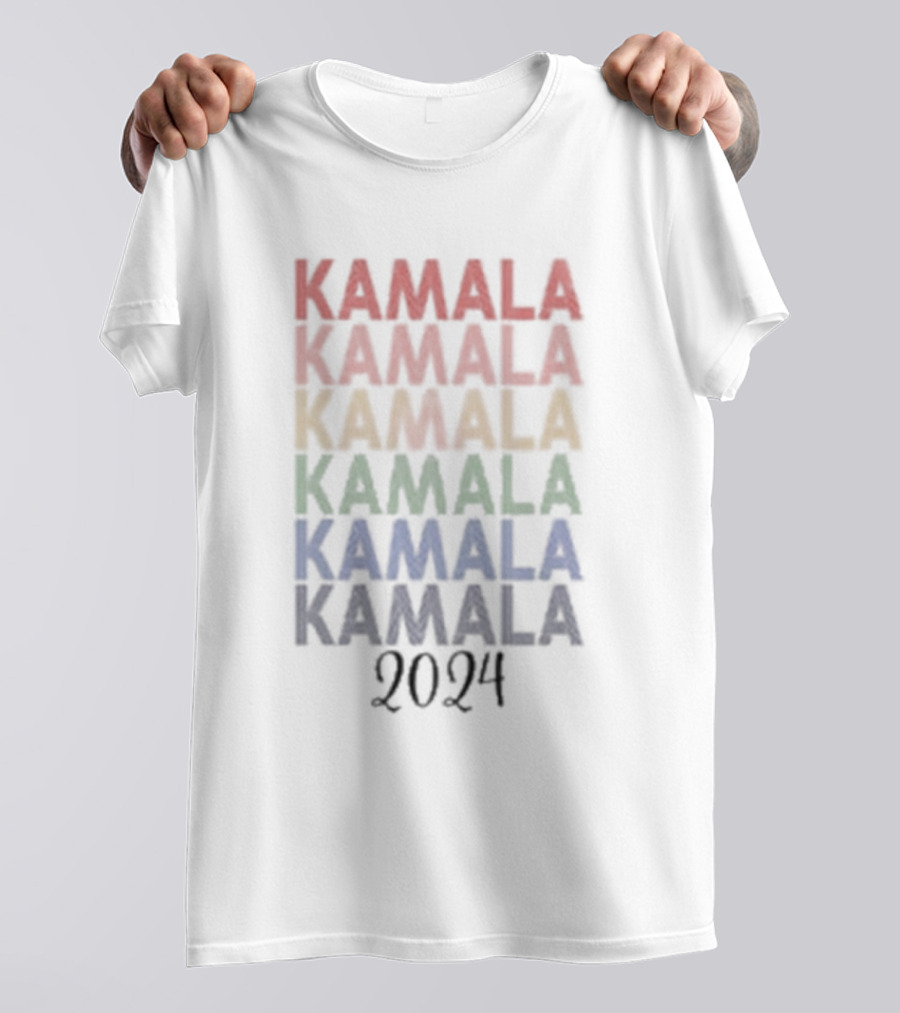 Kamala Kamala Kamala Kamala Kamala Kamala 2024 Multicolor Lettering T-Shirt