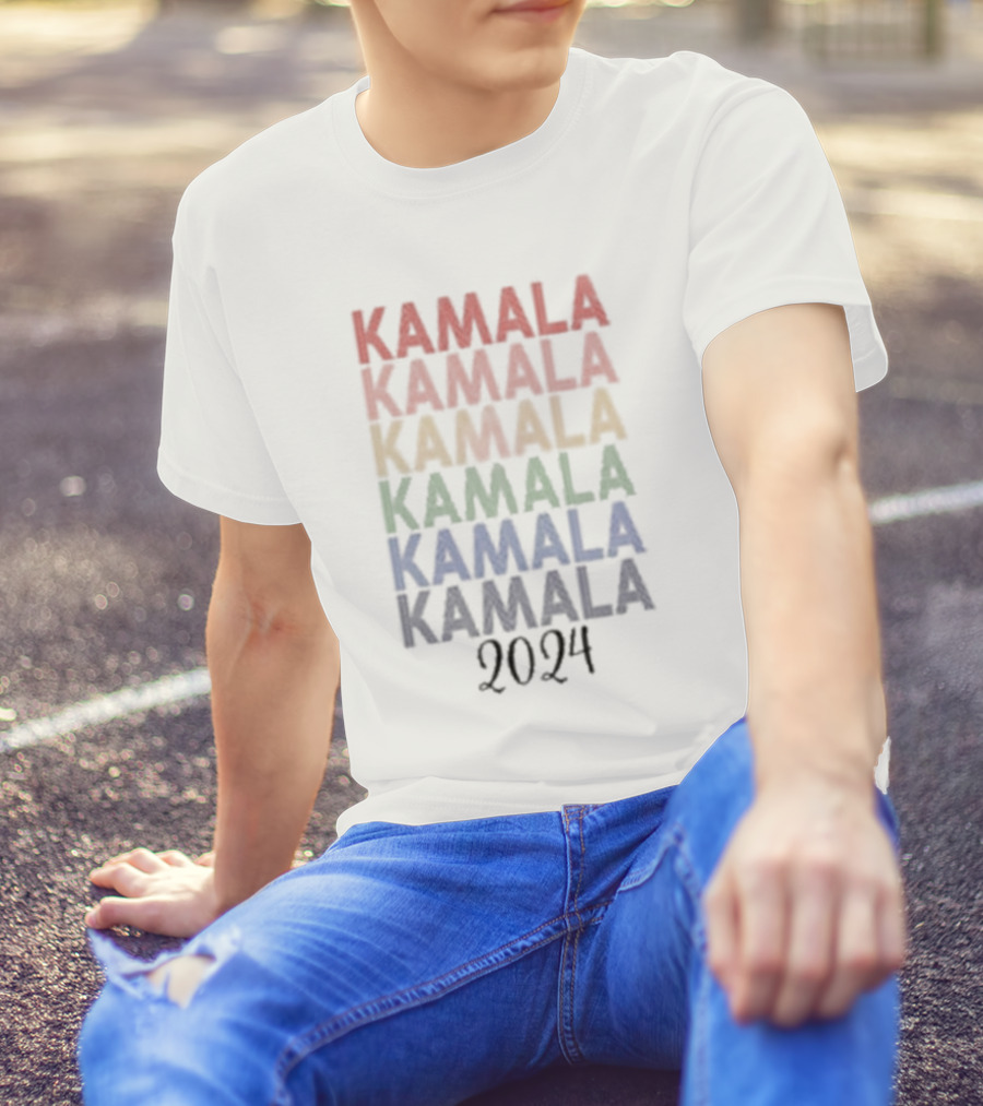 Kamala Kamala Kamala Kamala Kamala Kamala 2024 Multicolor Lettering T-Shirt