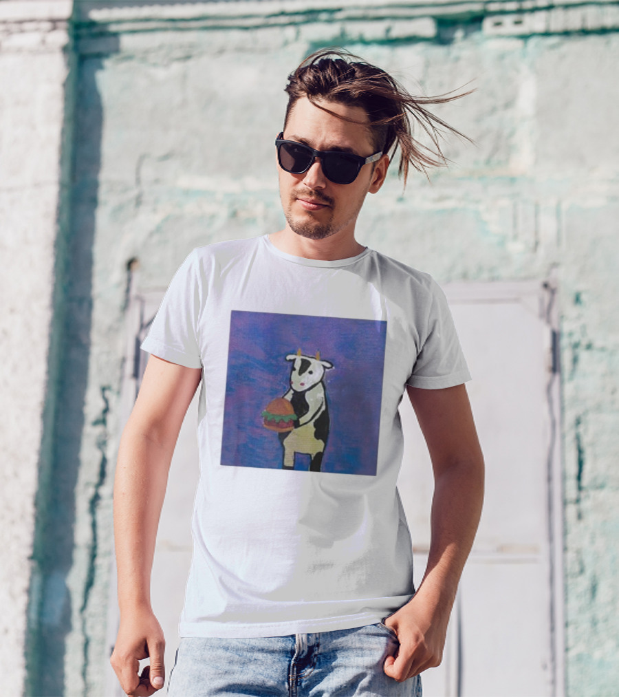 Leanbeefpatty Cow Holding Burger Carnivorous Beef T-Shirt