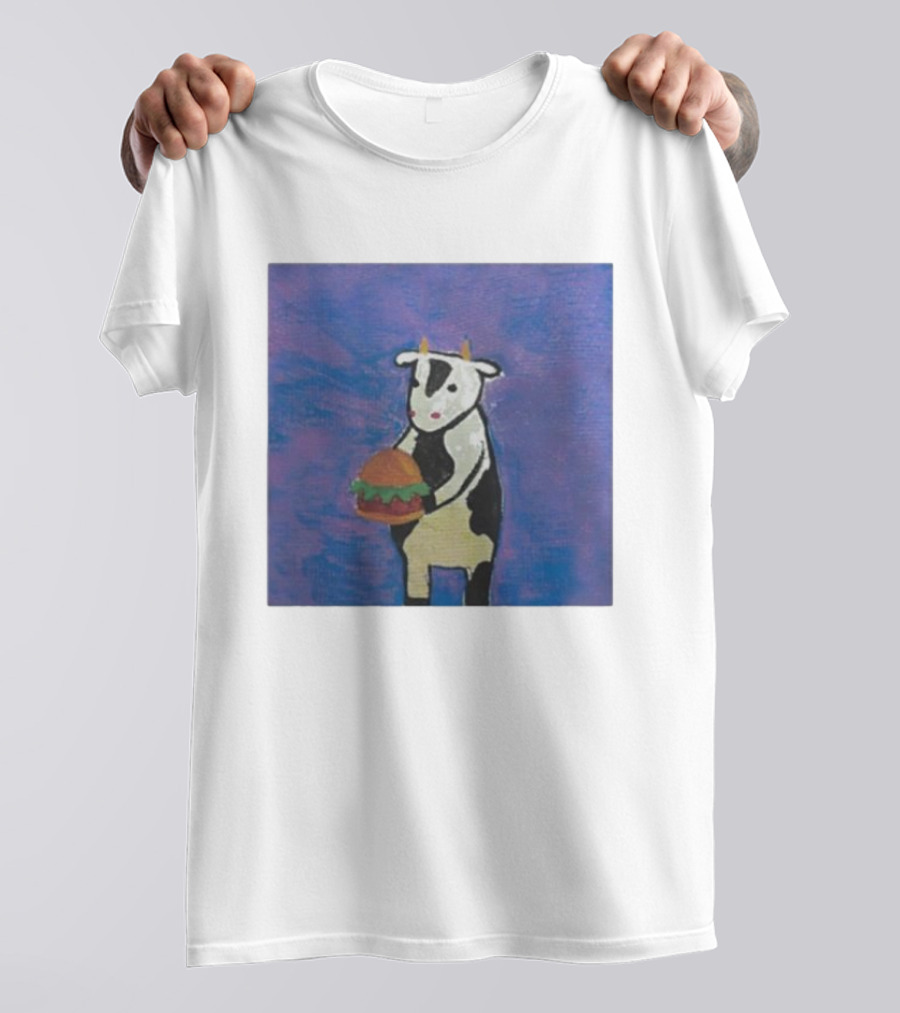 Leanbeefpatty Cow Holding Burger Carnivorous Beef T-Shirt