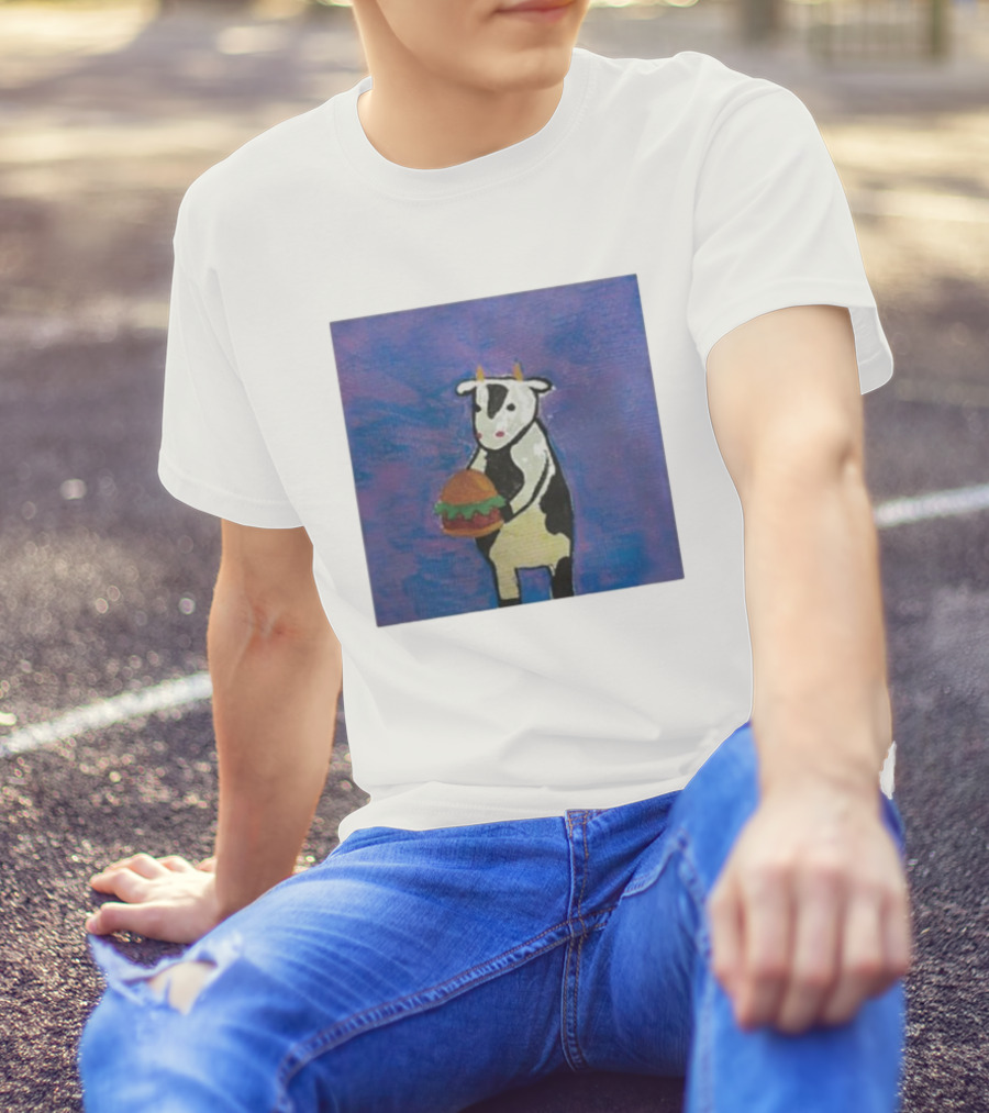 Leanbeefpatty Cow Holding Burger Carnivorous Beef T-Shirt
