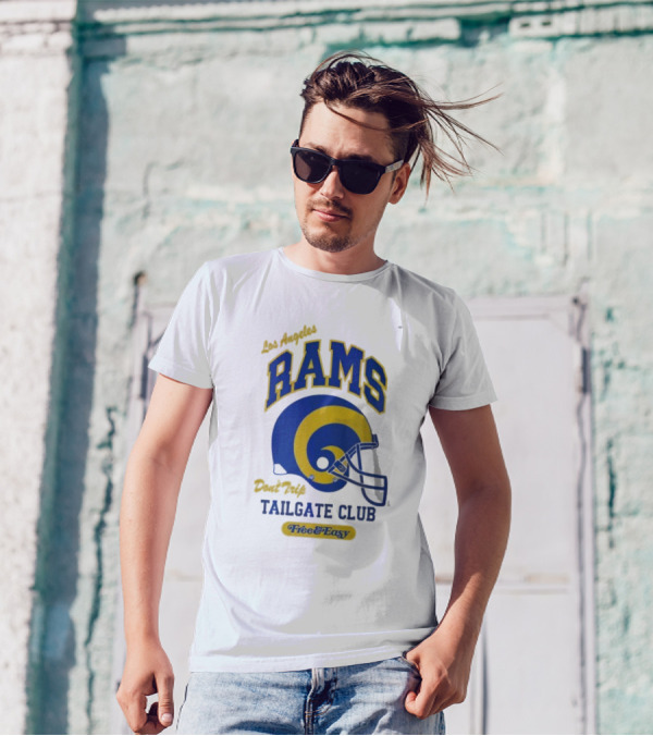 Los Angeles Rams Don't Trip Tailgate Club Free And Easy Helmet T-Shirt
