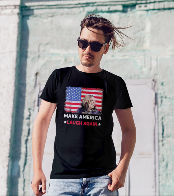 Make America Laugh Again Kamala Harris 2024 American Flag Democratic Party T-Shirt