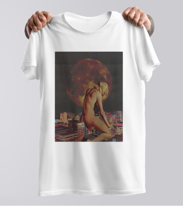 Midnight Blues Girl Moonlit Cityscape T-Shirt