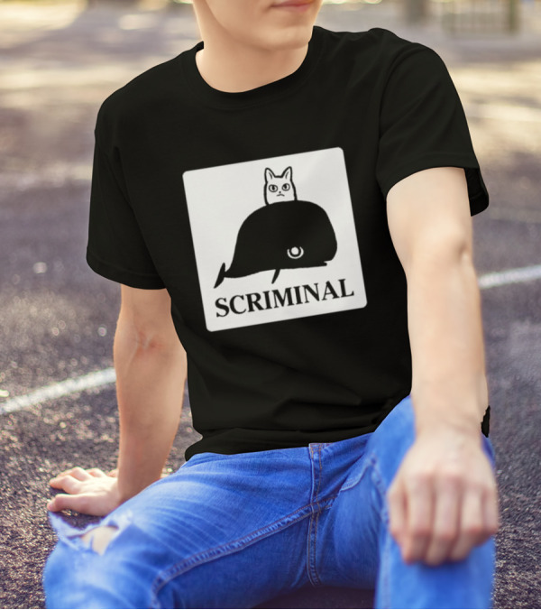 SCRIMINAL N O Marsh Scrimshaw Cat Whale T-Shirt