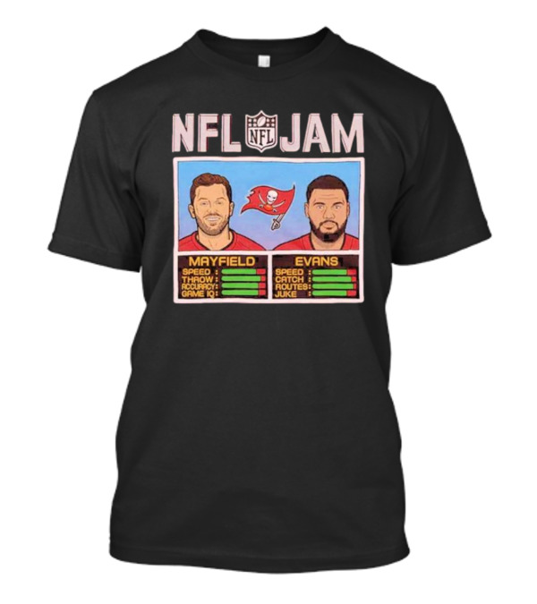 NFL Jam Buccaneers Mayfield Evans Football Stats Retro Game T-Shirt