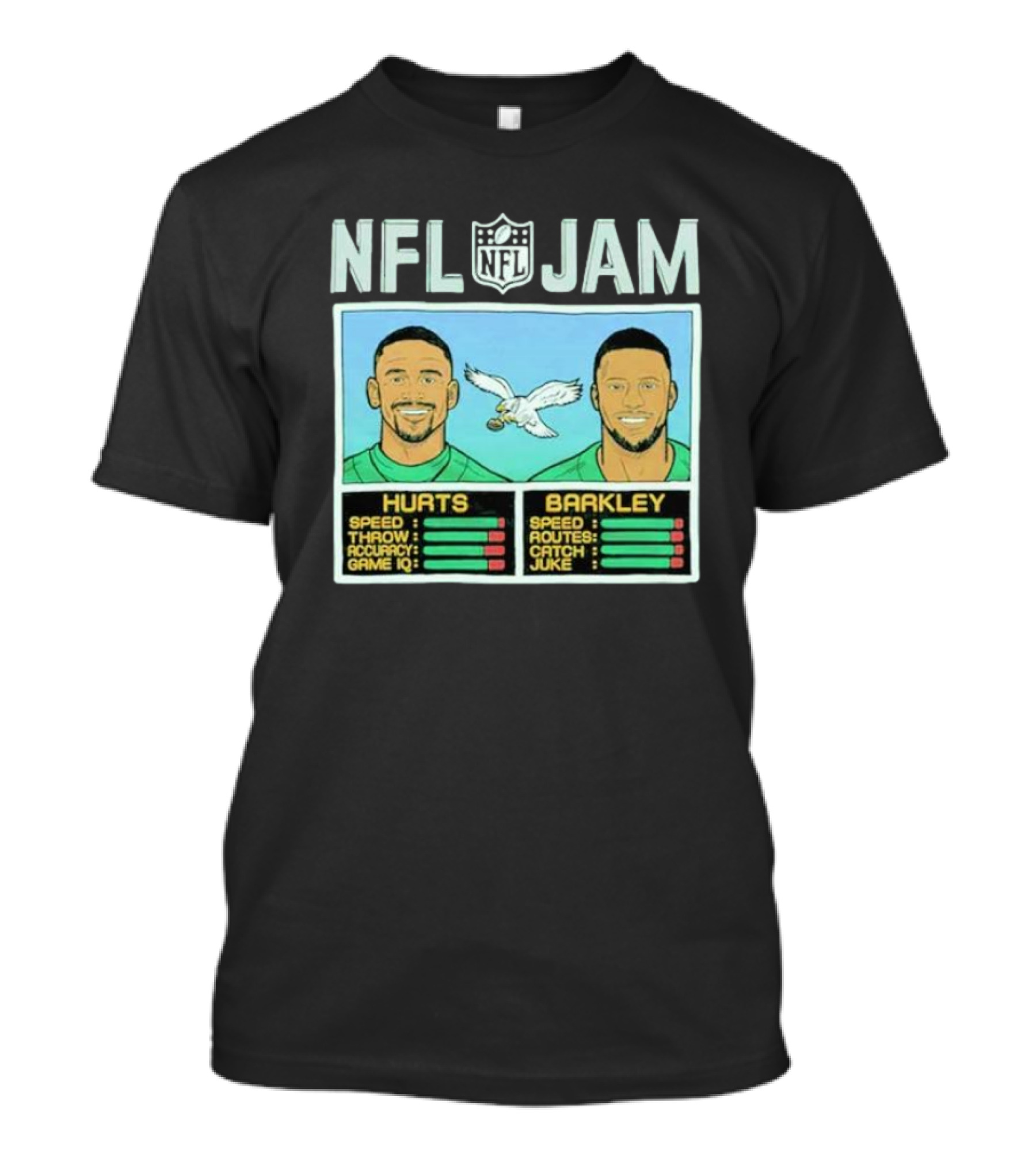 NFL Jam Eagles Hurts Barkley Player Stats T-Shirt