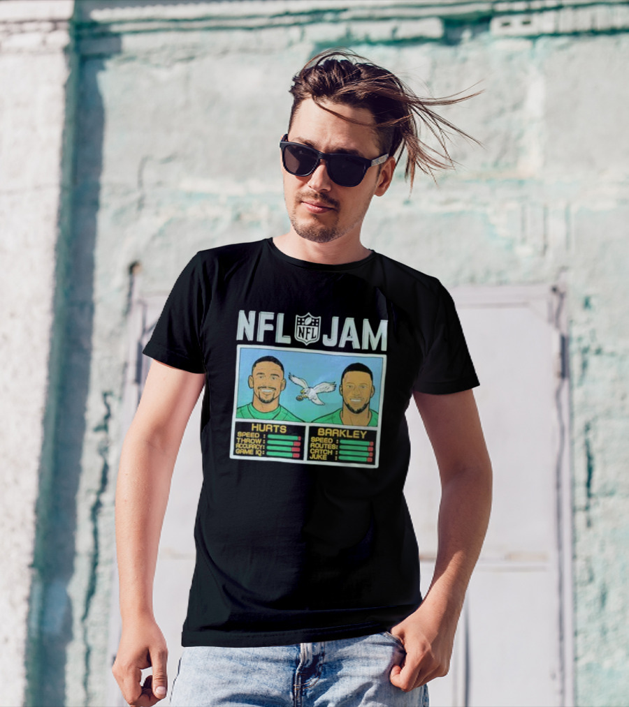 NFL Jam Eagles Hurts Barkley Player Stats T-Shirt