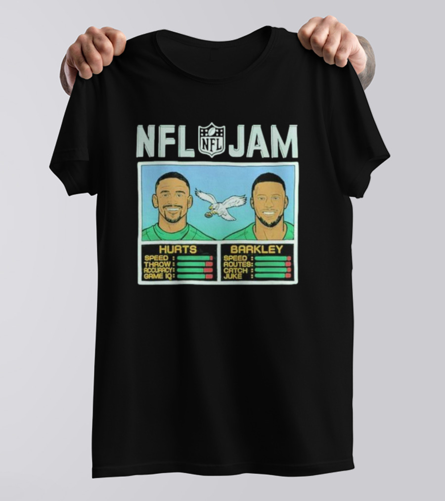 NFL Jam Eagles Hurts Barkley Player Stats T-Shirt