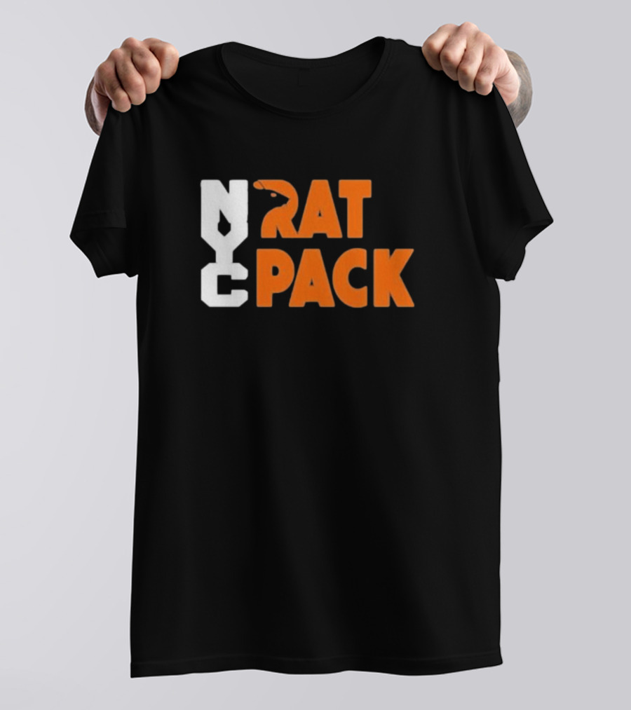 NYC Rat Pack Baseball Rat Typography T-Shirt