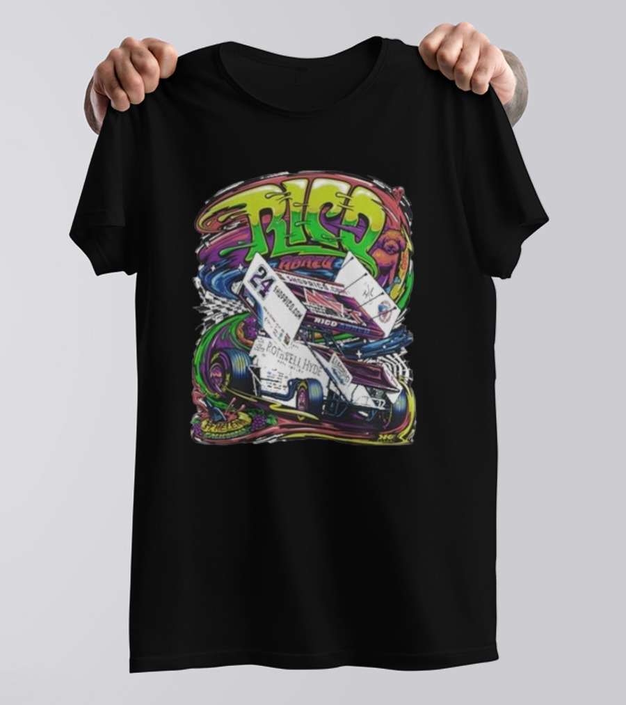 Rico Abreu Number 24 Vibrant Racing Car Youth Hidden Picture T-Shirt