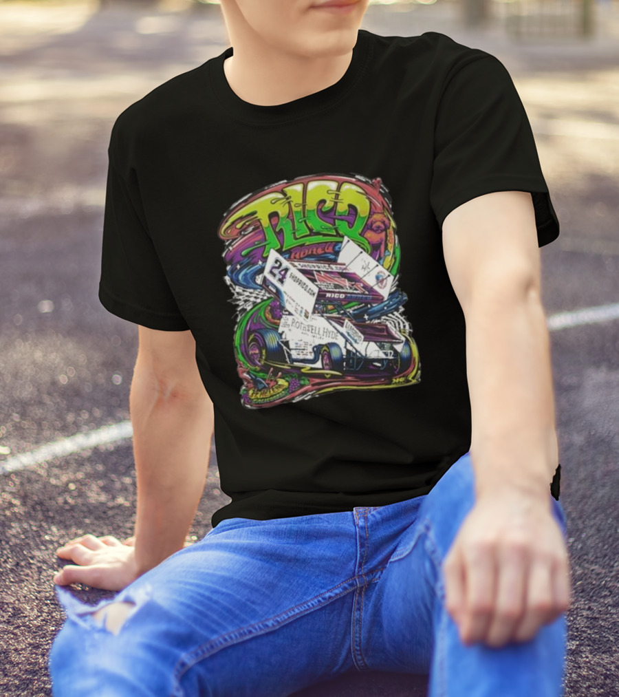 Rico Abreu Number 24 Vibrant Racing Car Youth Hidden Picture T-Shirt