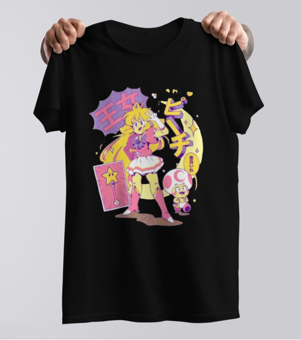 Sailor Moon Peach Toad Ilustrata Mario Princesses T-Shirt