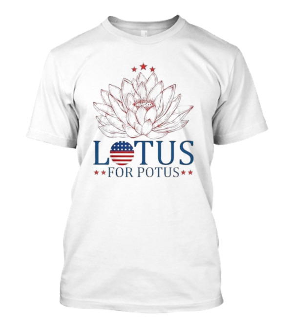 Kamala Harris 2024 Lotus For Potus President USA Flag Stars T-Shirt