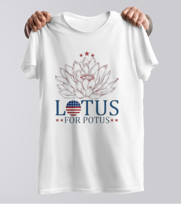 Kamala Harris 2024 Lotus For Potus President USA Flag Stars T-Shirt