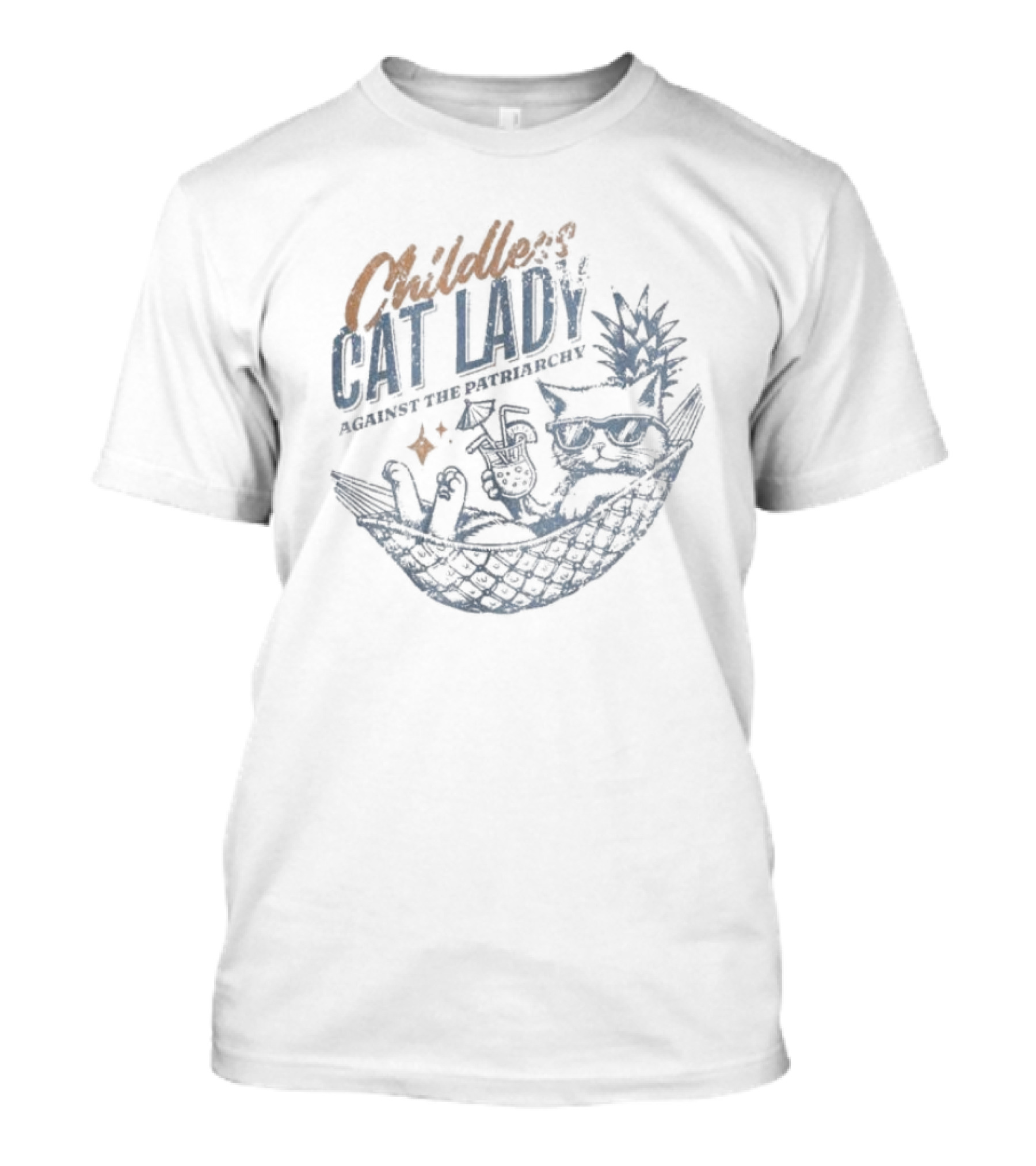 Kamala Harris Childless Cat Lady Against The Patriarchy Cat On Hammock Beach T-Shirt