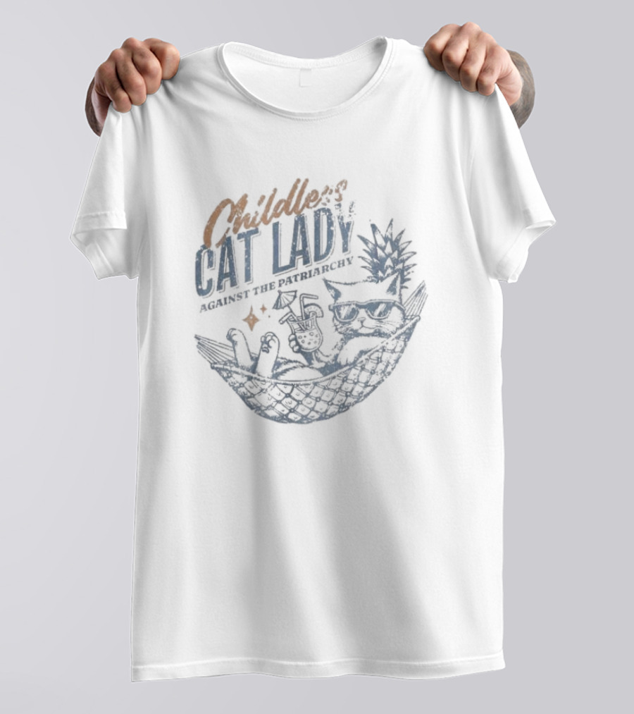 Kamala Harris Childless Cat Lady Against The Patriarchy Cat On Hammock Beach T-Shirt