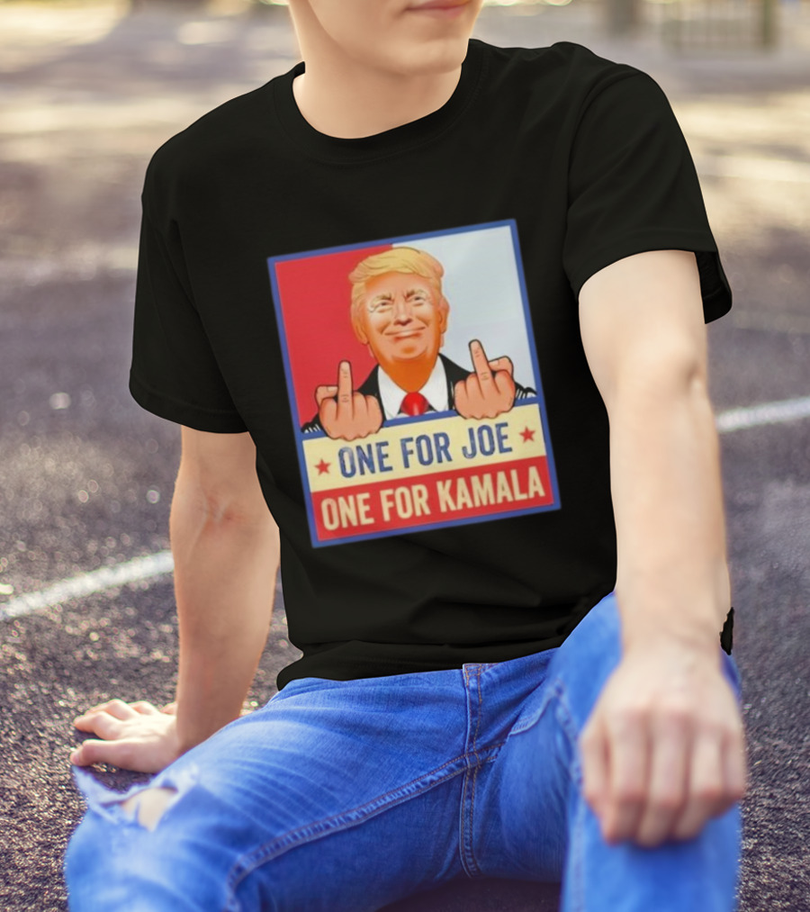 Kamala Harris Convicted Felon Trump Middle Finger One For Joe One For Kamala T-Shirt
