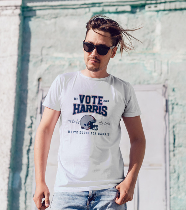 Vote Harris Football Helmet Est 2024 White Dudes For Harris T-Shirt
