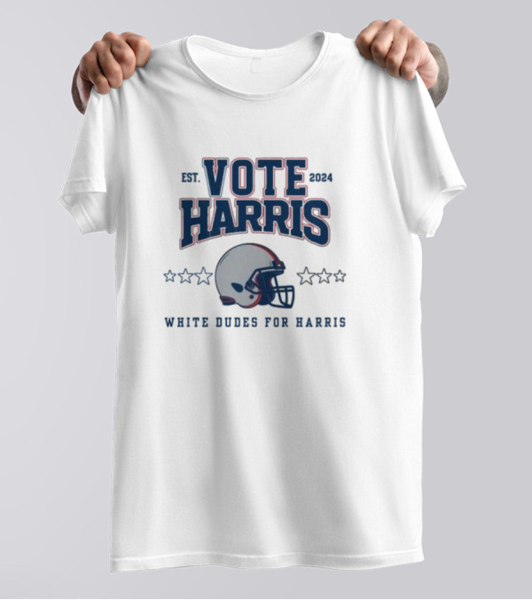 Vote Harris Football Helmet Est 2024 White Dudes For Harris T-Shirt